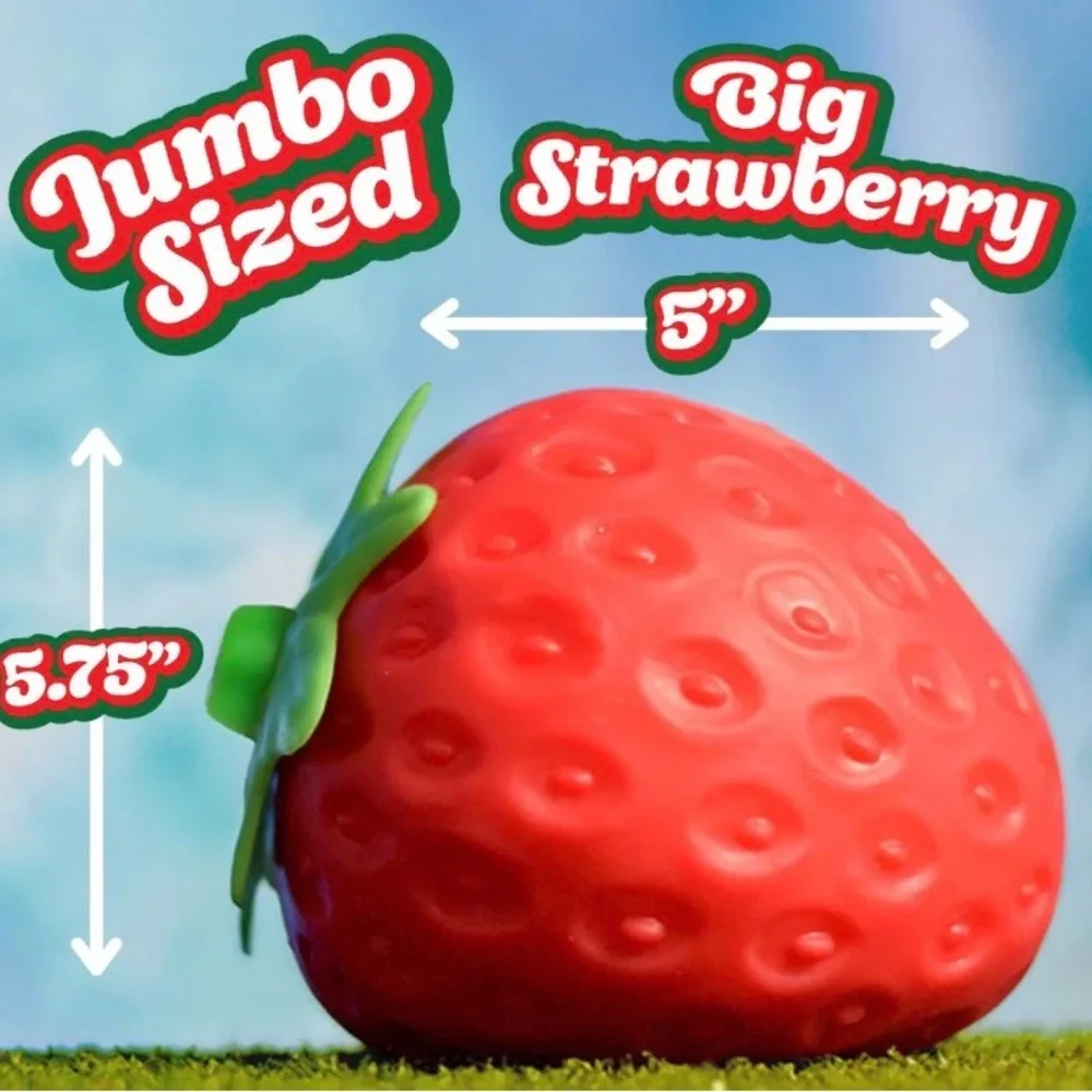 Super VIRAL & HARD find..Squeeze Strawberry Stress Relief Squishy Toy - Red